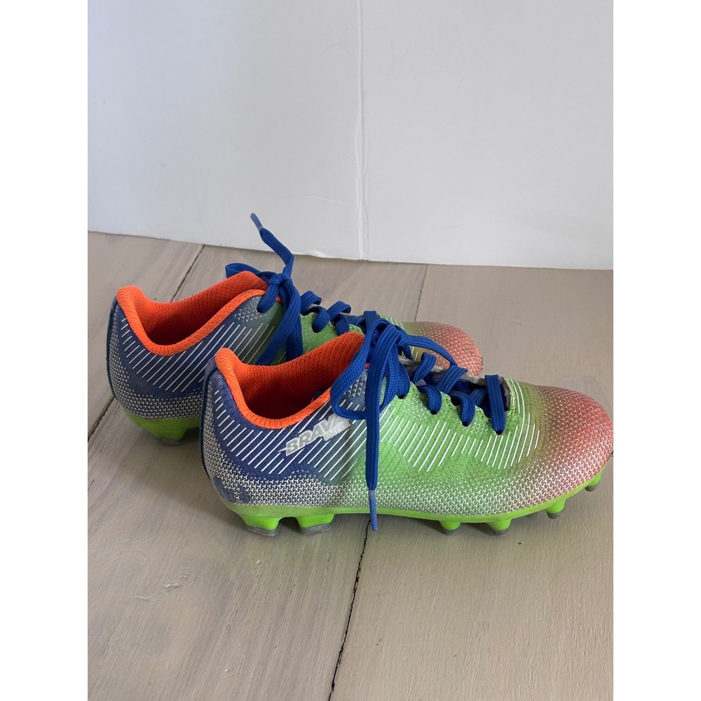 Brava Soccer Boys 10 D Cleats Multicolor Athletic Shoes 172402 Green Blue Orange